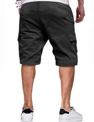 LOOSE FIT MEN'S CARGO SHORTS WITH FLAP POCKETS & DRAWSTRING WAIST