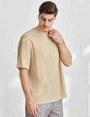 MEN LOOSE SOLID ROUND NECK TEE