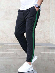 MEN CONTRAST SIDE SEAM DRAWSTRING WAIST TROUSERS