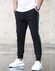 MEN CONTRAST SIDE SEAM DRAWSTRING WAIST TROUSERS