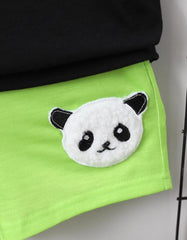 TODDLER BOYS PANDA PATCHED DETAIL CONTRAST SIDE SEAM TEE & SHORTS