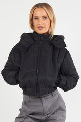 HOODED HEM DETAIL PUFFER JACKET