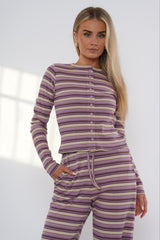 LUNA RIBBED BUTTON-DOWN LOUNGE SET