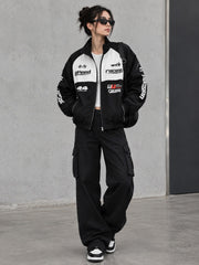 COLORBLOCK PRINTED OUTDOOR BIKER JACKET