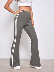 STRIPED SIDE FLARE LEG PANTS