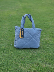 Quilted Tote Bag-Grey