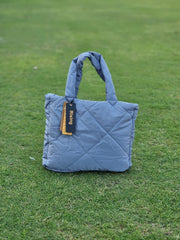 Quilted Tote Bag-Grey