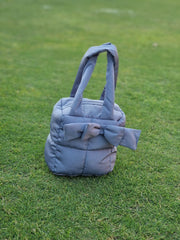 Puffer Bag Bow Tote Bag-Grey