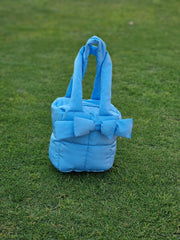 Puffer Bag Bow Tote Bag-Sky Blue