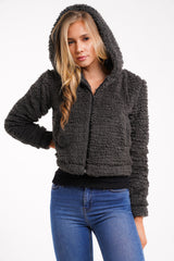 SHERPA FLEECE HOODIE JACKET