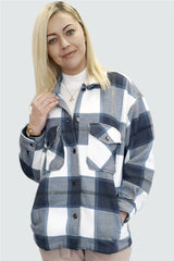 OVERSIZED CHECK SHACKET- NAVY