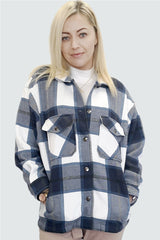 OVERSIZED CHECK SHACKET- NAVY