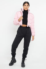 PADDED CROP PUFFER JACKET- PINK