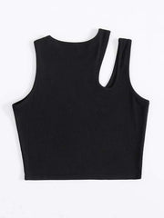 Cut Out Rib-knit Crop Top