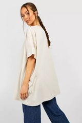 OVERSIZED CREW NECK BASIC TSHIRT-ECRU