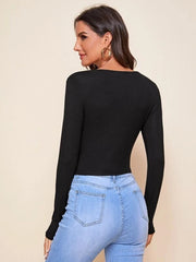 Tie Neck Ruched Bust Crop Top-Black