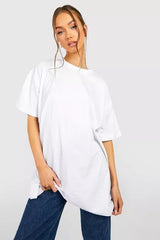 OVERSIZED CREW NECK BASIC TSHIRT-WHITE