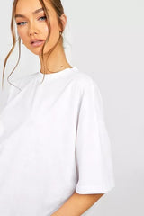 OVERSIZED CREW NECK BASIC TSHIRT-WHITE