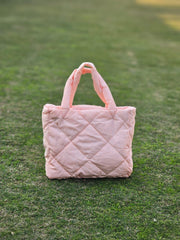 Quilted Tote Bag-Peach